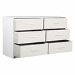 Pemberly Row Modern 6-Drawer Dresser with Large Fabric Drawers in White