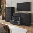 Pemberly Row Modern 6-Drawer Dresser with Large Fabric Drawers in Black