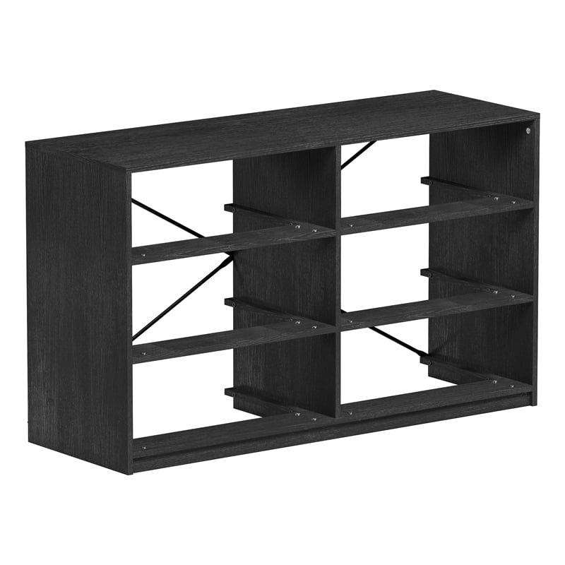 Pemberly Row Modern 6-Drawer Dresser with Large Fabric Drawers in Black