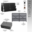 Pemberly Row Modern 6-Drawer Dresser with Large Fabric Drawers in Black