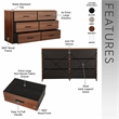 Pemberly Row Modern 6-Drawer Dresser with Large Fabric Drawers in Walnut