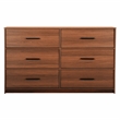 Pemberly Row Modern 6-Drawer Dresser with Large Fabric Drawers in Walnut