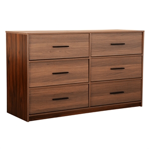 Pemberly Row Modern 6-Drawer Dresser with Large Fabric Drawers in Walnut