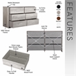 Pemberly Row Modern 6-Drawer Dresser with Large Fabric Drawers in Grey