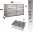Pemberly Row Modern 6-Drawer Dresser with Large Fabric Drawers in Grey