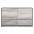 Pemberly Row Modern 6-Drawer Dresser with Large Fabric Drawers in Grey