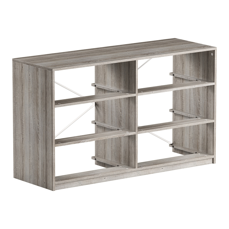 Pemberly Row Modern 6-Drawer Dresser with Large Fabric Drawers in Grey