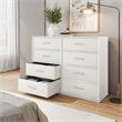 Pemberly Row Modern 8-Drawer Dresser with Large Fabric Drawers in White
