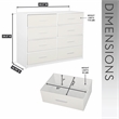 Pemberly Row Modern 8-Drawer Dresser with Large Fabric Drawers in White