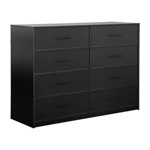 Pemberly Row Modern 8-Drawer Dresser with Large Fabric Drawers in Black