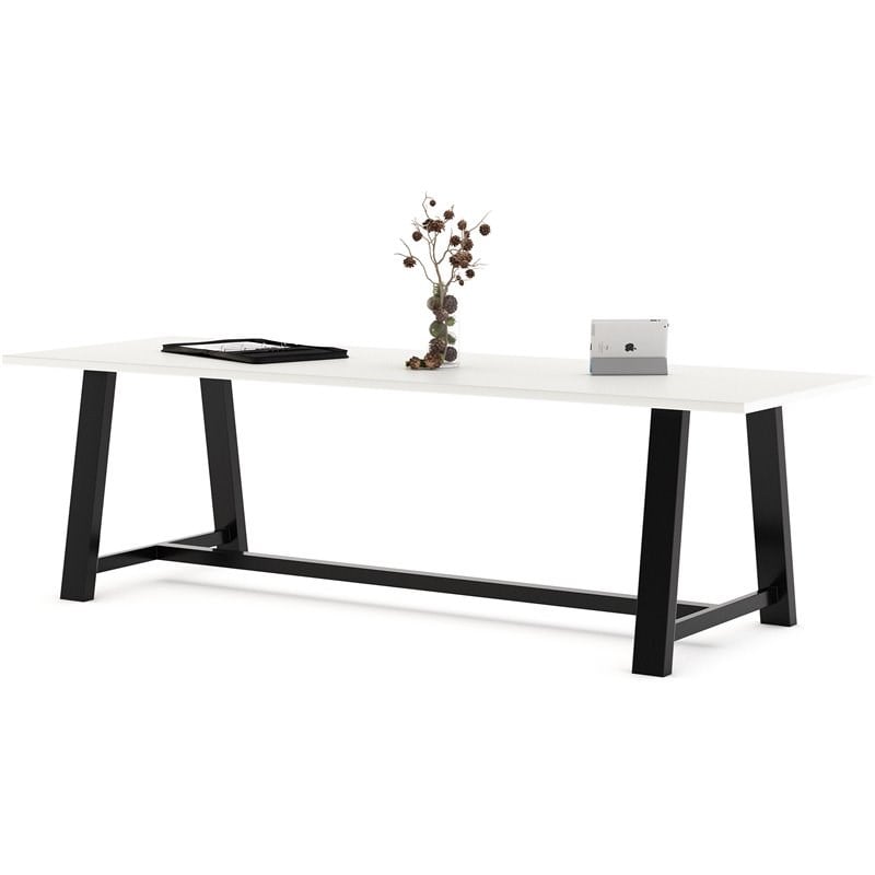 Pemberly Row 3' x 9' Wood Top Standard Height Conference Table in Designer White
