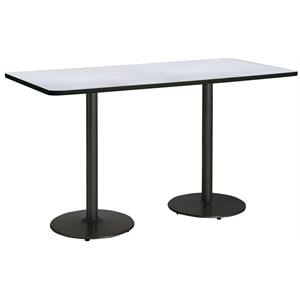 Pemberly Row 42&quot x 84&quot Round Black Base Bistro Height Conference Table in Grey