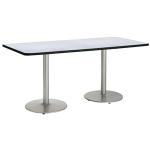 Pemberly Row 42&quotx96&quot Round Silver Base Standard Height Conference Table in Grey