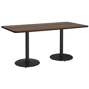 Pemberly Row 42&quot x 96&quot Round Black Base Standard Height Conference Table in Teak