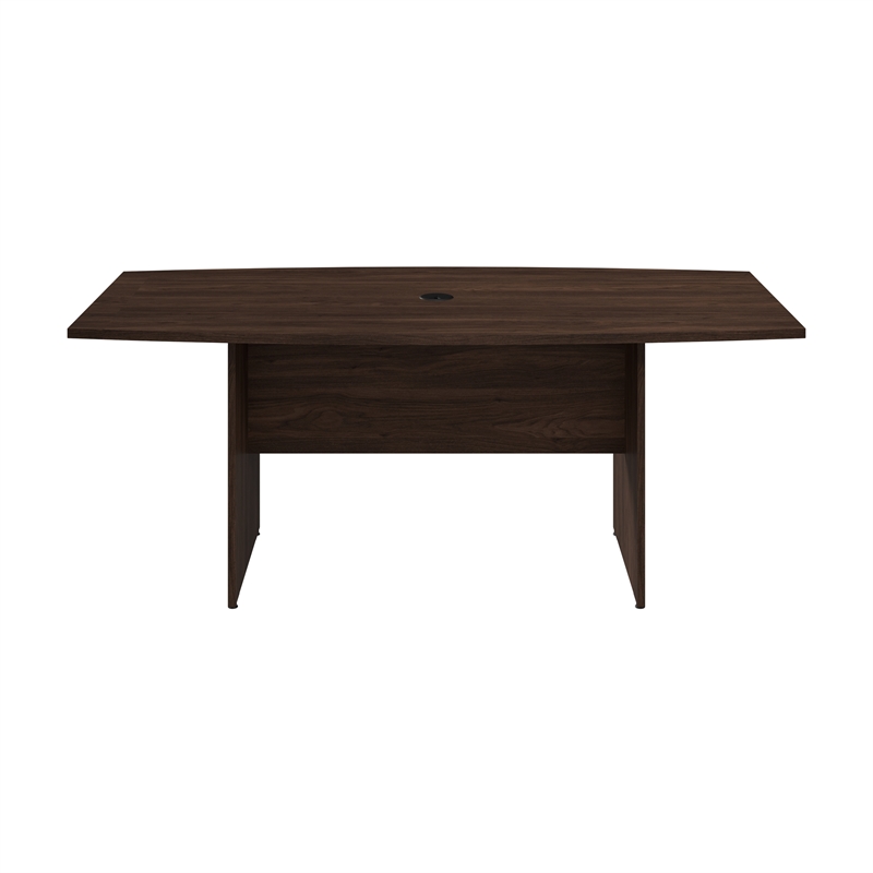 Pemberly Row 72W Boat Shaped Conference Table in Black Walnut - Engineered Wood