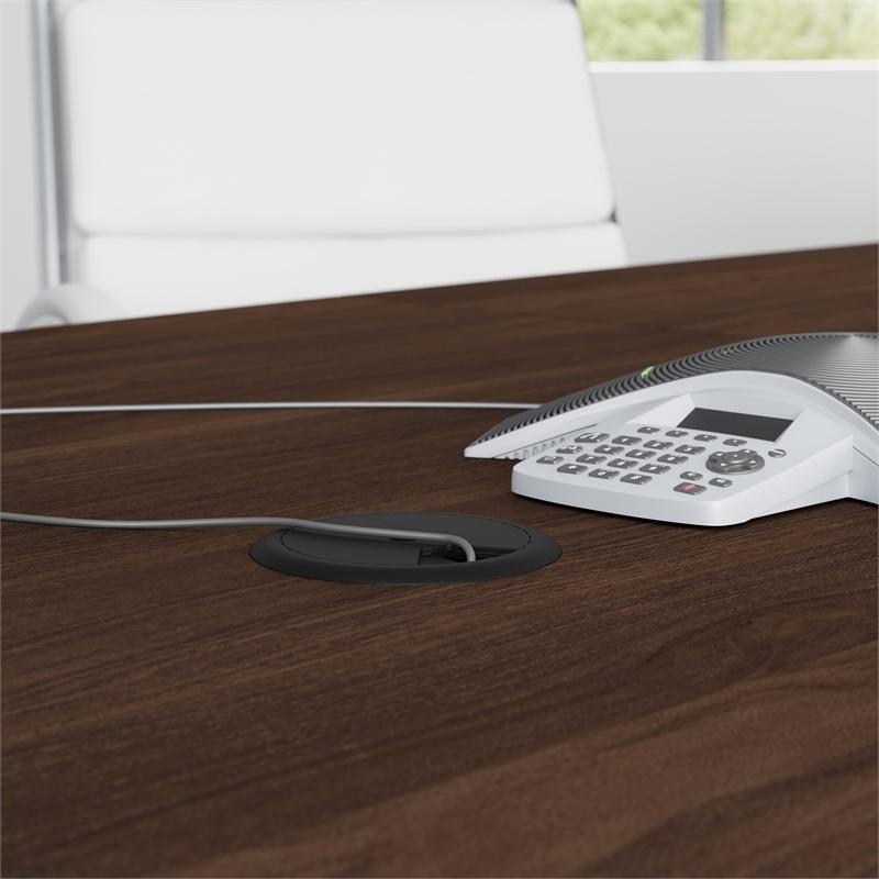 Pemberly Row 72W Boat Shaped Conference Table in Black Walnut - Engineered Wood