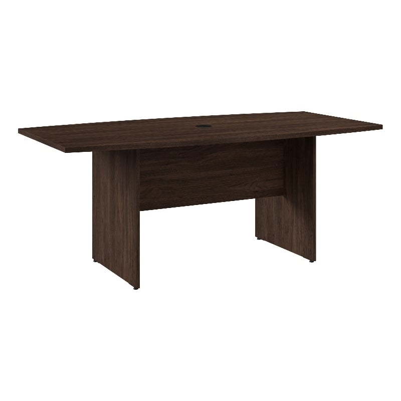 Pemberly Row 72W Boat Shaped Conference Table in Black Walnut - Engineered Wood