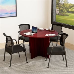 Pemberly Row 47&quotW Conference Table with 4 Guest Chairs in Mahogany