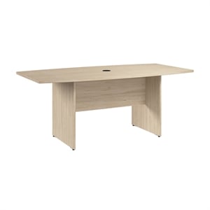Pemberly Row 72W Wood Office Conference Table with Wooden Base in Natural Elm