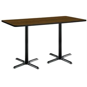 Pemberly Row 30&quotx72&quot Bistro Height Conference Table - Walnut Top - Black X-Base