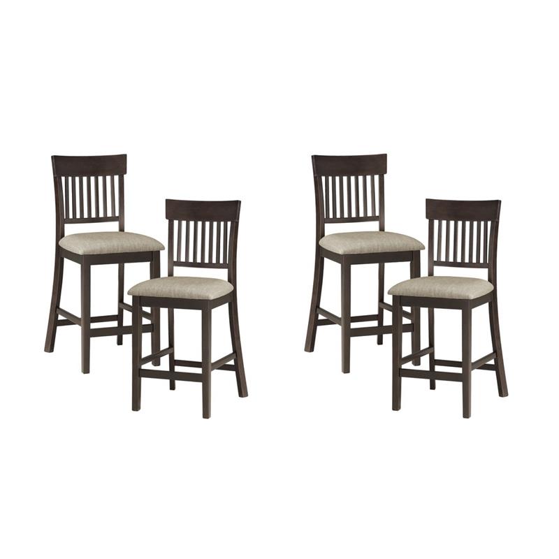 Pemberly Row Counter Height Wood Slat Back Dining Chair Set in Brown (Set of 4)
