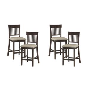 Pemberly Row Counter Height Wood Slat Back Dining Chair Set in Brown (Set of 4)