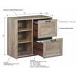Pemberly Row 2-Piece Office Set: Oak Wood L-Shaped Desk and 2-Drawer File Cabinet with Shelves in Mo