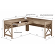 Pemberly Row 2-Piece Office Set: Oak Wood L-Shaped Desk and 2-Drawer File Cabinet with Shelves in Mo