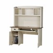 Pemberly Row Modern Wood Writing Desk with Hutch in Maple/Antique White