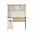 Pemberly Row Modern Wood Writing Desk with Hutch in Maple/Antique White