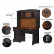 Pemberly Row Modern Wood Writing Desk with Hutch in Maple/Antique Black
