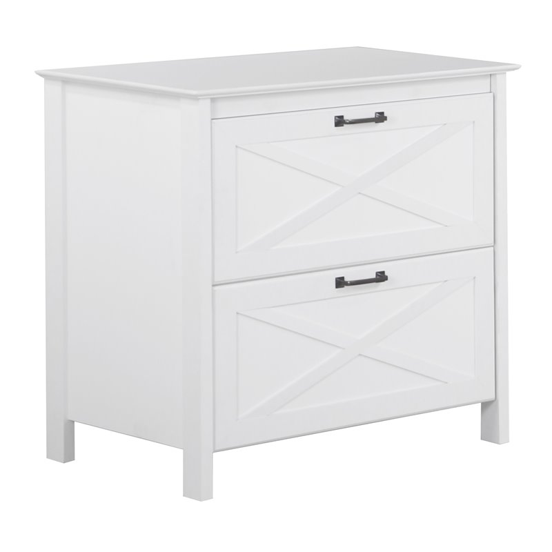 Pemberly Row Rectangular 2-Drawer Modern Wood File Cabinet in White