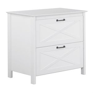 Pemberly Row Rectangular 2-Drawer Modern Wood File Cabinet in White