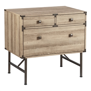 Pemberly Row 3-Drawer Modern Wood Lateral File Cabinet in Light Oak