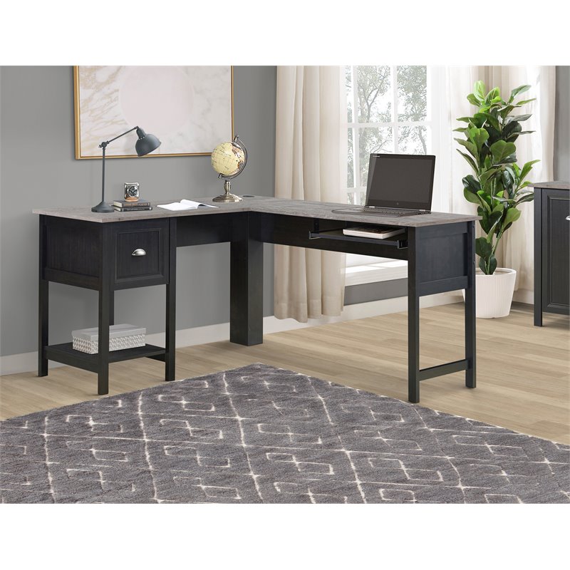 Pemberly Row 1-Drawer Transitional Wood Writing Desk in Espresso