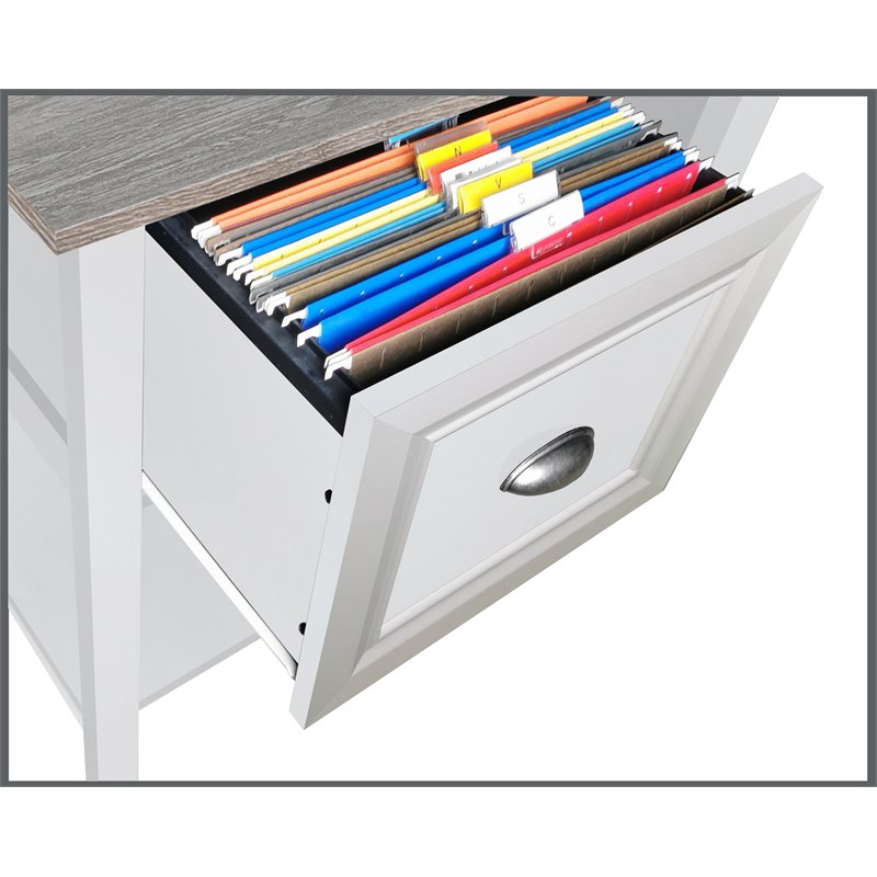 Pemberly Row L-Shaped Transitional Wood Corner Desk in White