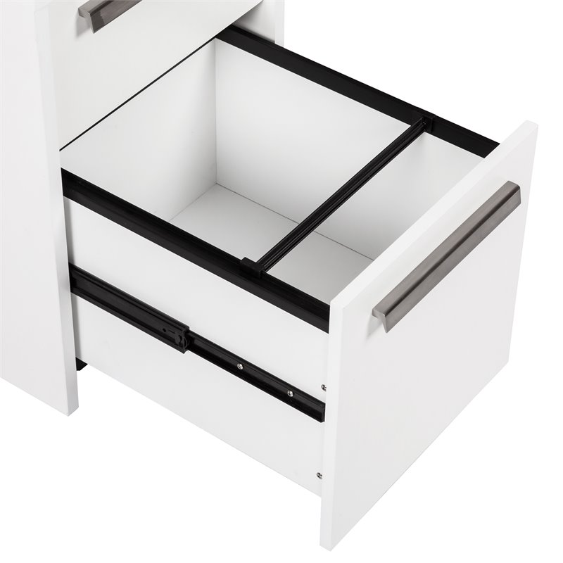 Pemberly Row 2-Drawer Modern Wood Mobile File Cabinet in White
