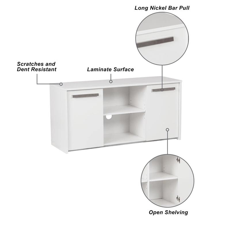 Pemberly Row 2-Door Modern Wood Credenza File Cabinet in White
