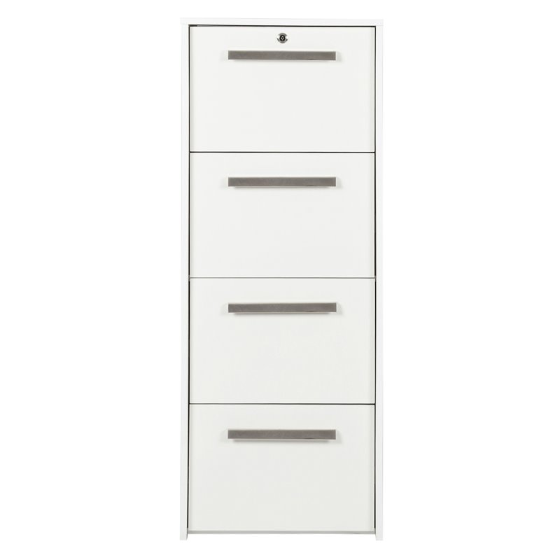 Pemberly Row 4-Drawer Modern Wood Lateral File Cabinet in White