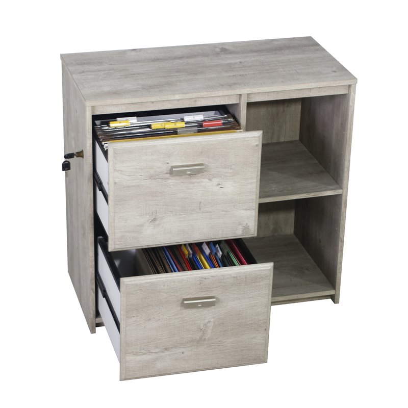 Pemberly Row 2-Drawer Modern Wood File Cabinet in Washed Gray
