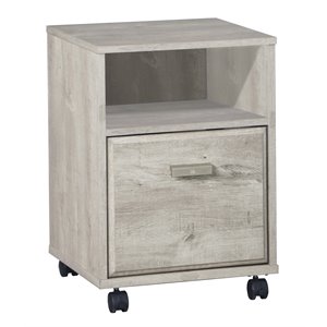 Pemberly Row Modern Wood Mobile File Cabinet with Casters in Washed Gray