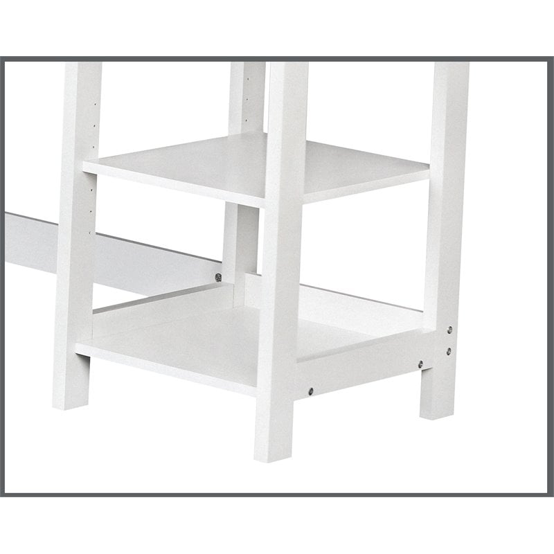 Pemberly Row L-Shaped Modern Wood Writing Desk in White/Driftwood