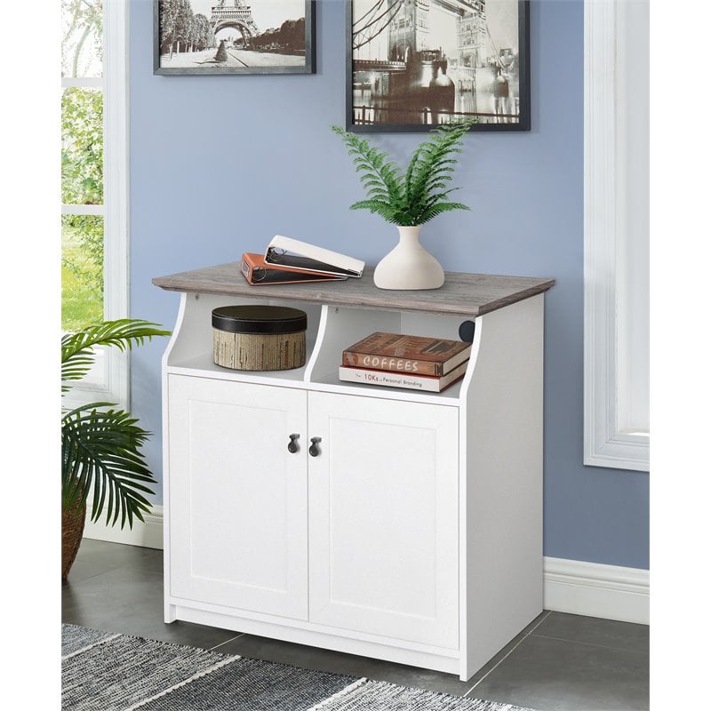 Pemberly Row 2-Door Modern Wood File Cabinet in White and Gray Oak