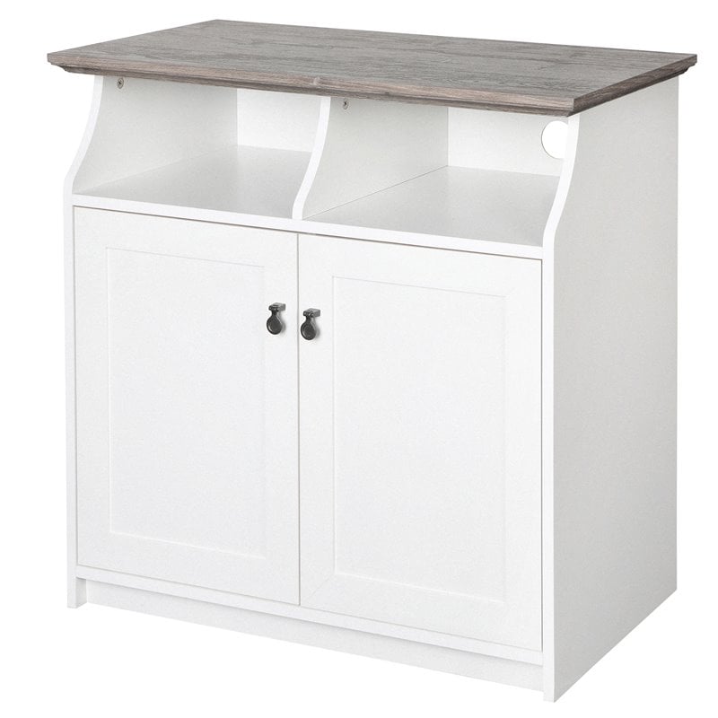 Pemberly Row 2-Door Modern Wood File Cabinet in White and Gray Oak