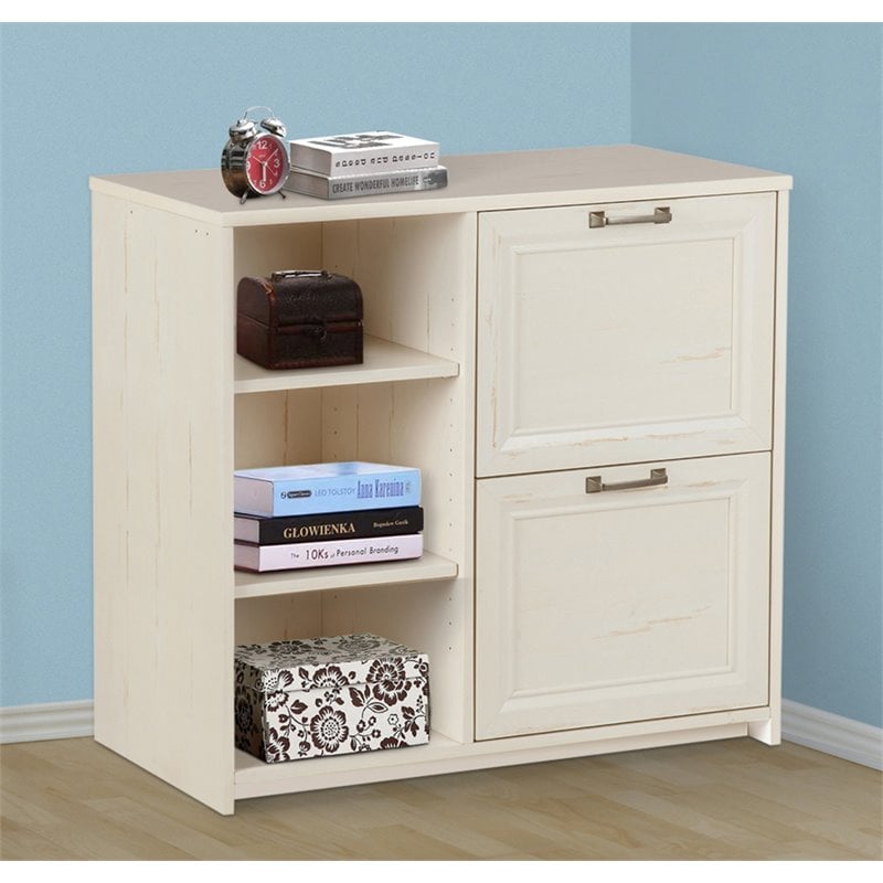 Pemberly Row 2-Door Modern Wood File Cabinet in Antique White