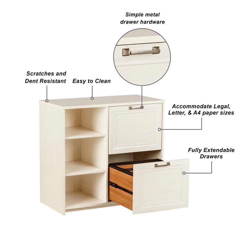 Pemberly Row 2-Door Modern Wood File Cabinet in Antique White