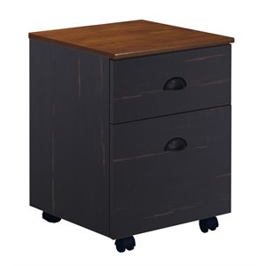 Pemberly Row Modern Farmhouse Wood Mobile File Cabinet in Espresso