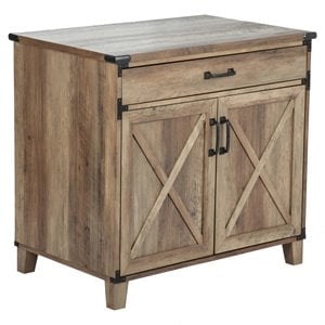 Pemberly Row 2-Door Modern Wood Laptop Credenza in Rustic Oak