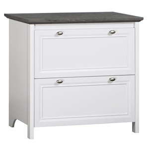 Pemberly Row Contemporary Wood File Cabinet in Gray Oak/White