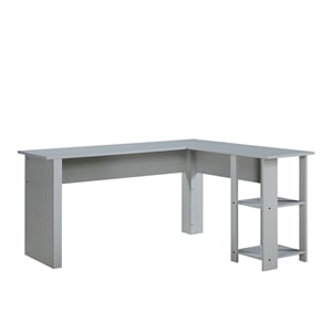 Pemberly Row L-Shaped Modern Wood Executive Desk in Cape Code Gray